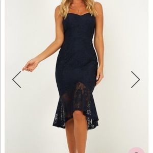 Showpo Navy Lace Dress